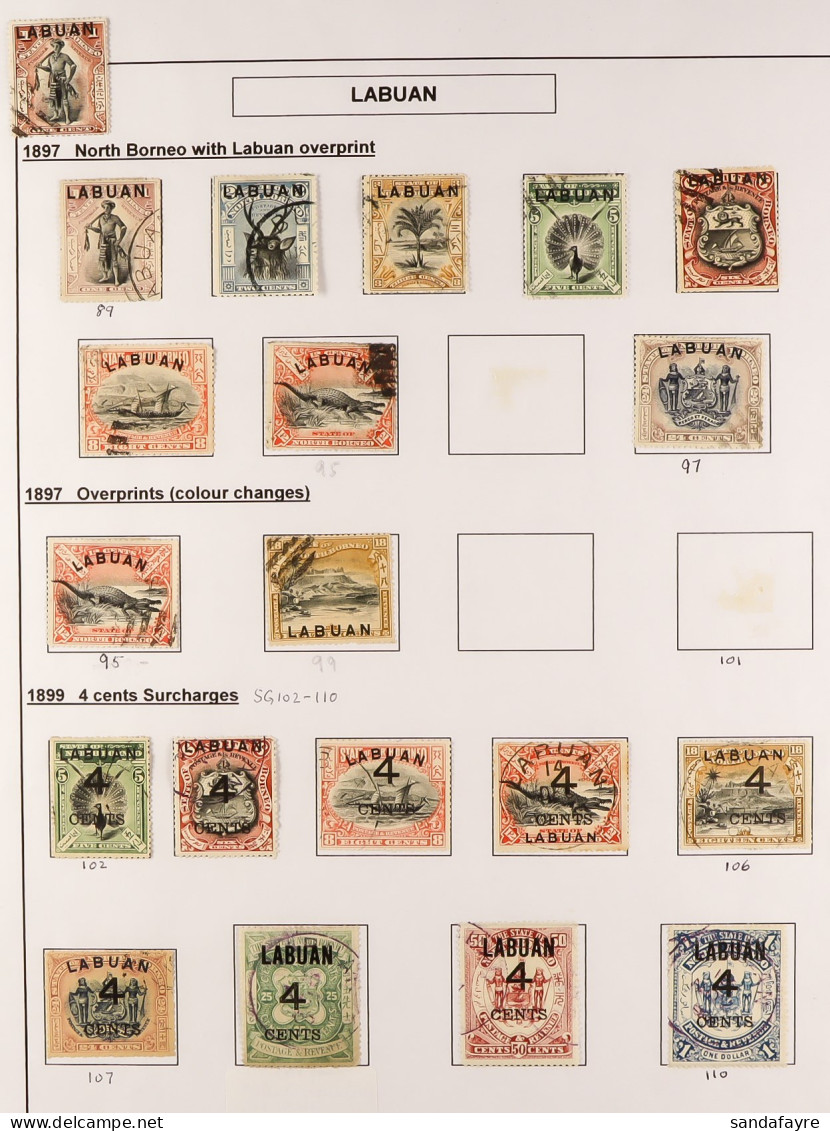 1885 - 1904 COLLECTION Of Used Stamps On Album Pages, Stc Â£1400+ Correctly Including The 'remainder' Cancellations (80  - Noord Borneo (...-1963)