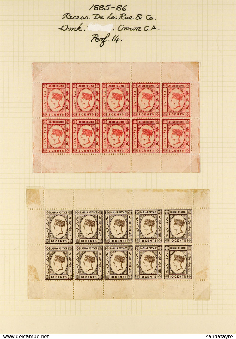 1885-86 COMPLETE SHEETLETS. 1885-86 2c Rose-red (SG 30) Sheetlet Of 10 Mint With 9 Stamps Never Hinged (thin At Sheet Ma - Bornéo Du Nord (...-1963)