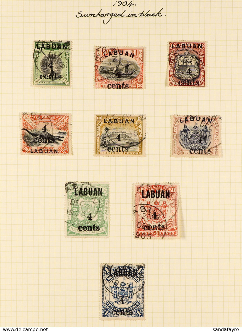 1904 Surcharged '4 Cents' Complete Set, SG 129/137, Very Fine Used. Cat Â£350 (9 Stamps) - Bornéo Du Nord (...-1963)