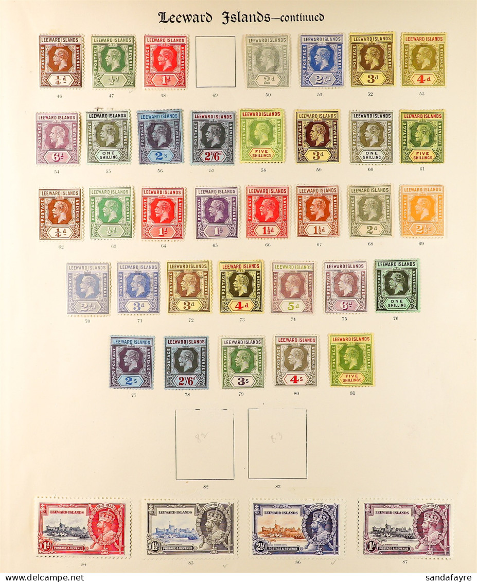 1912 - 1935 MINT COLLECTION Of Around 40 Stamps On An SG 'Imperial' Album Page, Note 1912-22 Basic Set Plus 3d, 1s & 5s  - Leeward  Islands