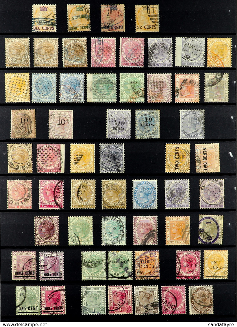 1867 - 1937 USED COLLECTION Arranged On Pages From A Stock Book, Note 1867 6c On 2a, 8c On 2a, 24c On 8a & 32c On 2a Sur - Straits Settlements