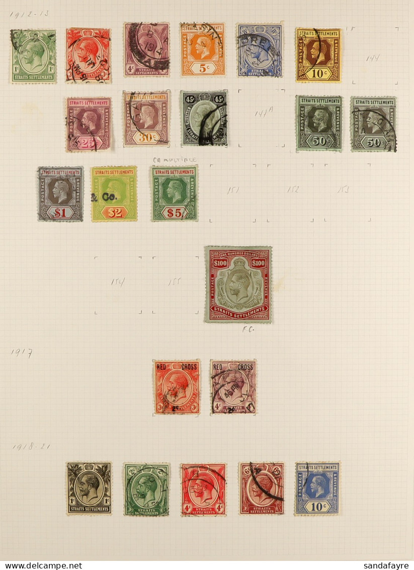 1867-1921 USED COLLECTION On Pages, Includes 1867 12c On 4a & 32c On 2a Opts, 1882 8c With 'Nebong Tabal' Crown Provisio - Straits Settlements