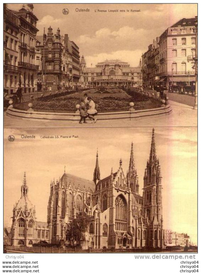 BELGIQUE OSTENDE LOT 2CPA AV LEOPOLD KURSAAL ET CATHEDRALE SS PIERRE ET PAUL - Oostende