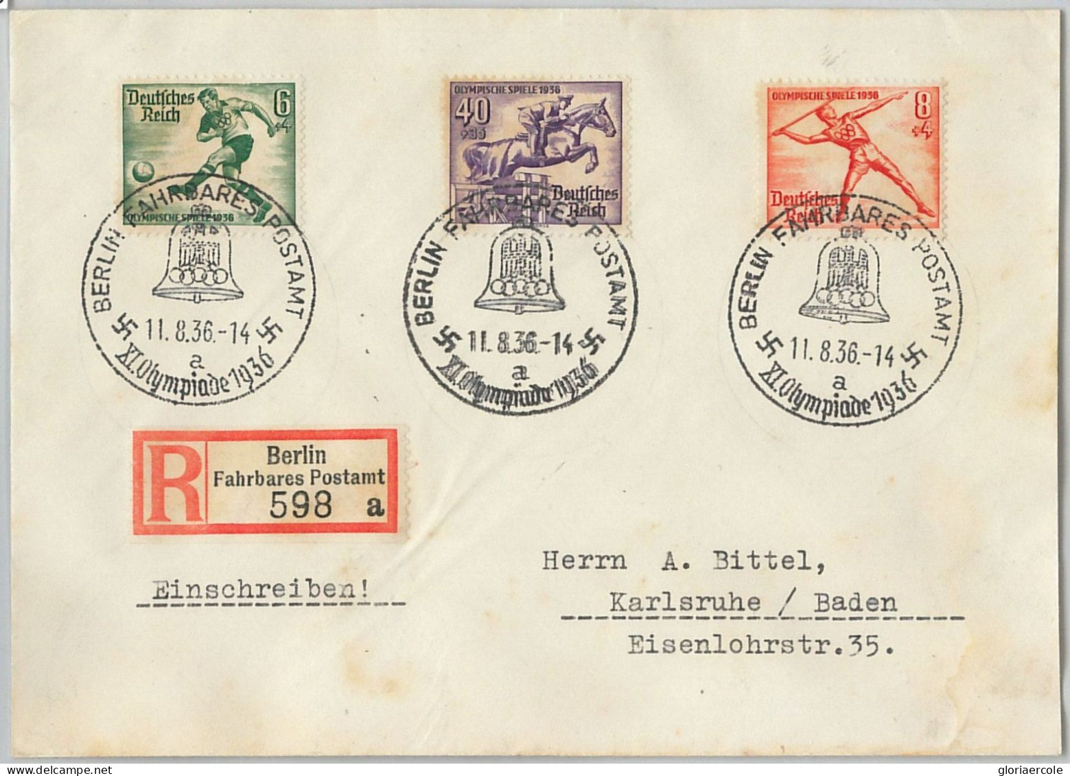 59953 - GERMANY - POSTAL HISTORY - REGISTERED COVER: OLYMPIC GAMES 1936 - Sommer 1936: Berlin