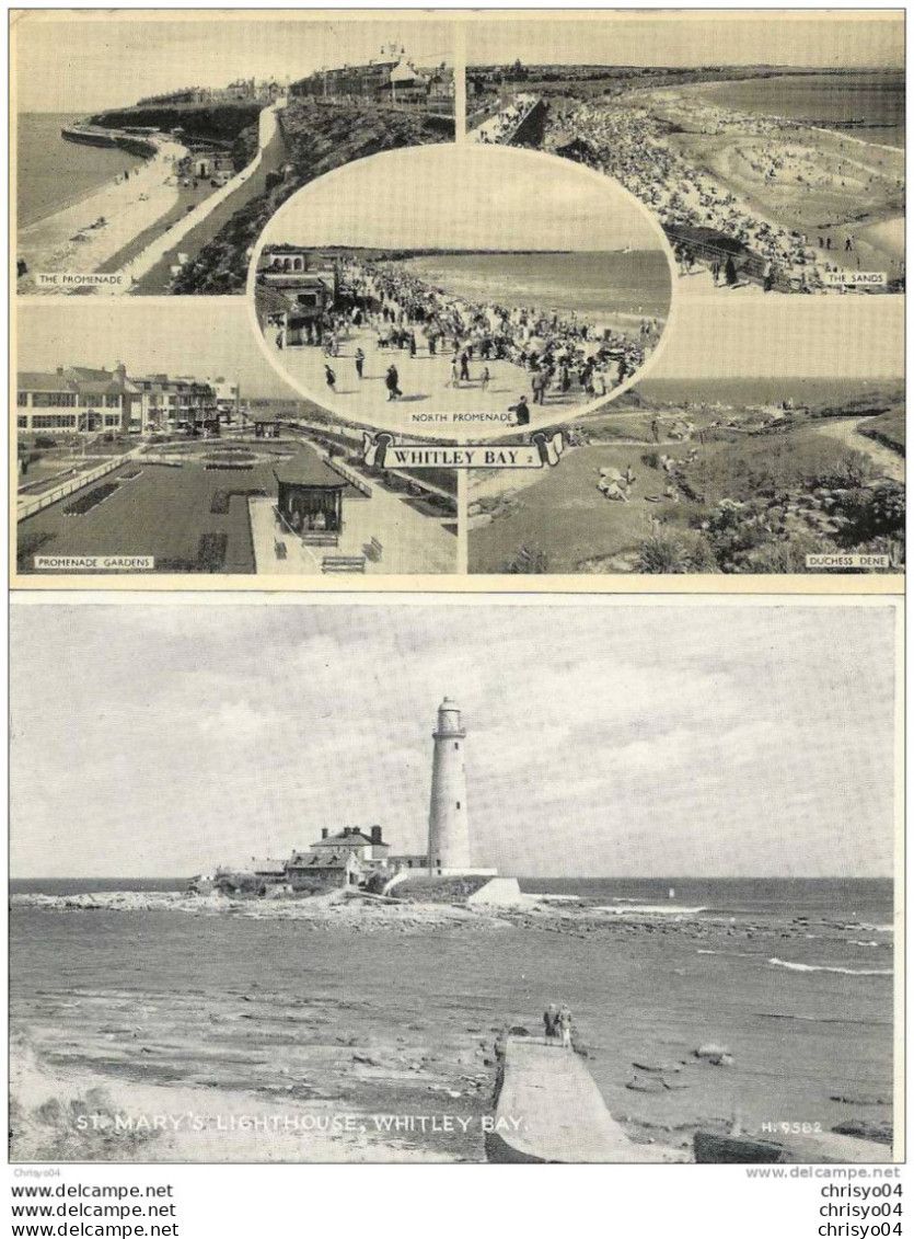 ANGLETERRE WHITLEY BAY 2 POST CARDS DIFERENTS ( ST MARY'S LIGHTHOUSE AND MULTIVUES) - Andere & Zonder Classificatie