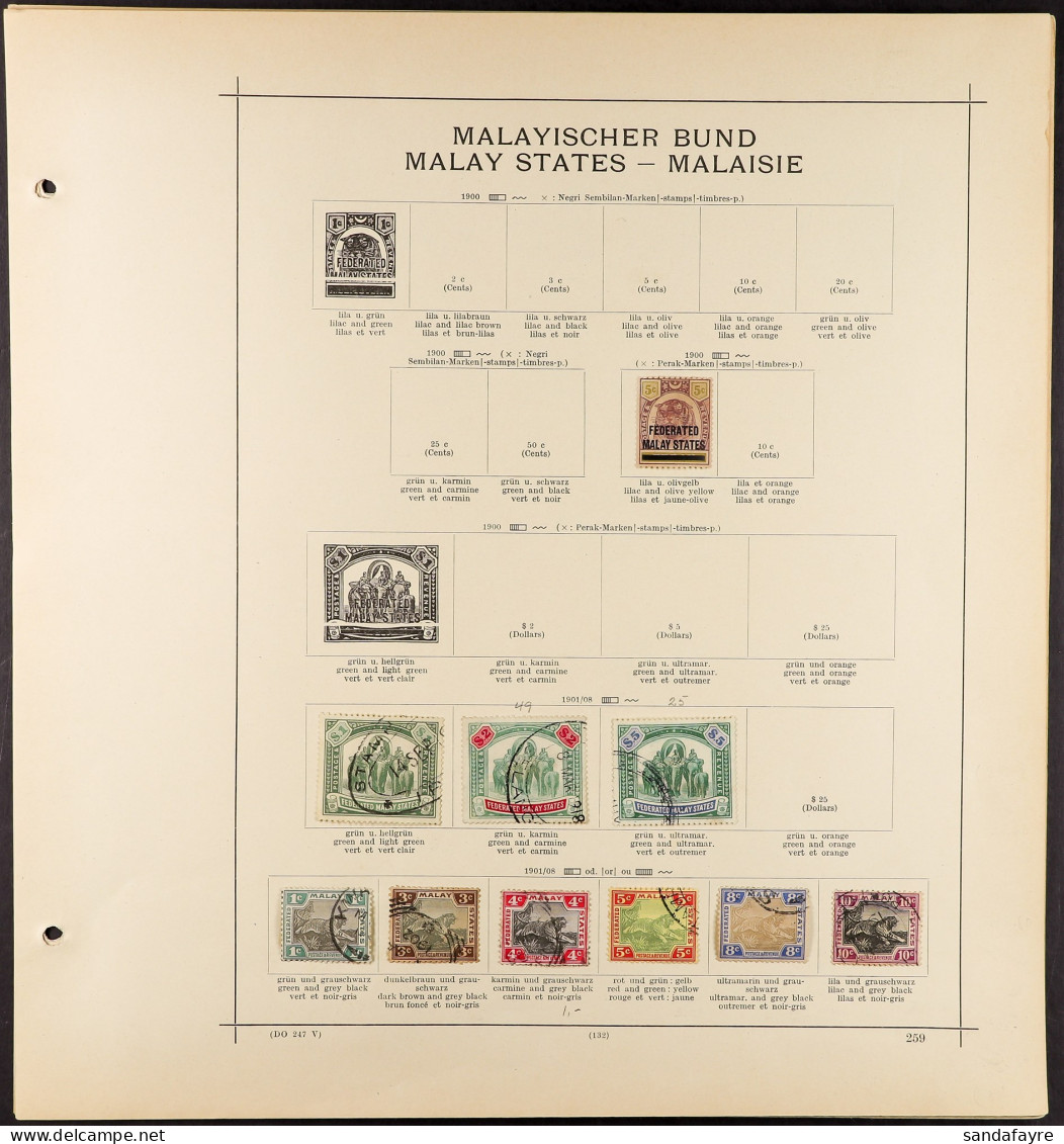 FEDERATED MALAY STATES 1900 - 1934 COLLECTION Of Mint & Used Stamps On Album Pages, Comprehensive Ranges (note The 1900- - Other & Unclassified