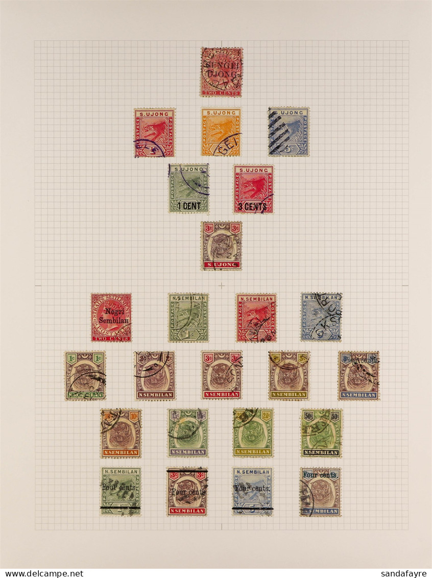 NEGRI SEMBILAN COLLECTION Of Used Stamps On Album Pages, Note Sungei Ujong 1891-94 Tiger Set, Negri Sembilan 1891-94 Set - Autres & Non Classés
