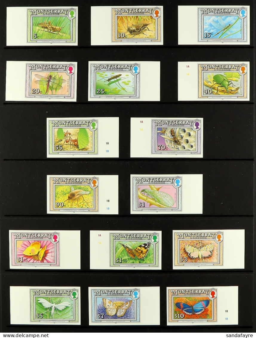 1992 Insects Complete Set Of 16Â IMPERF PROOFS From The B.D.T. Printers Archive, On Unwatermarked Gummed Paper. Stated L - Montserrat