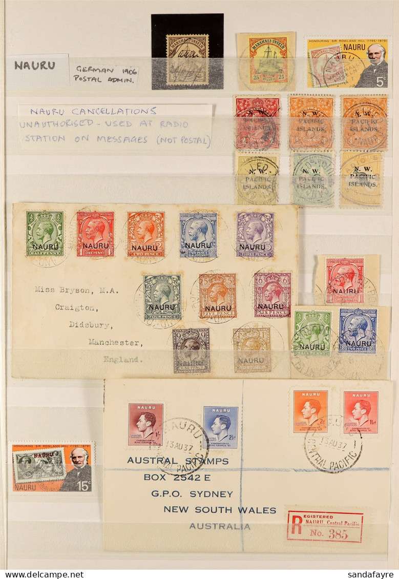 1906 - 1978 STAMPS, COVERS On Stock Pages Includes Marshall Island Yacht With 1901 3pf With Manuscript 'Nauru 20/11/07'  - Nauru