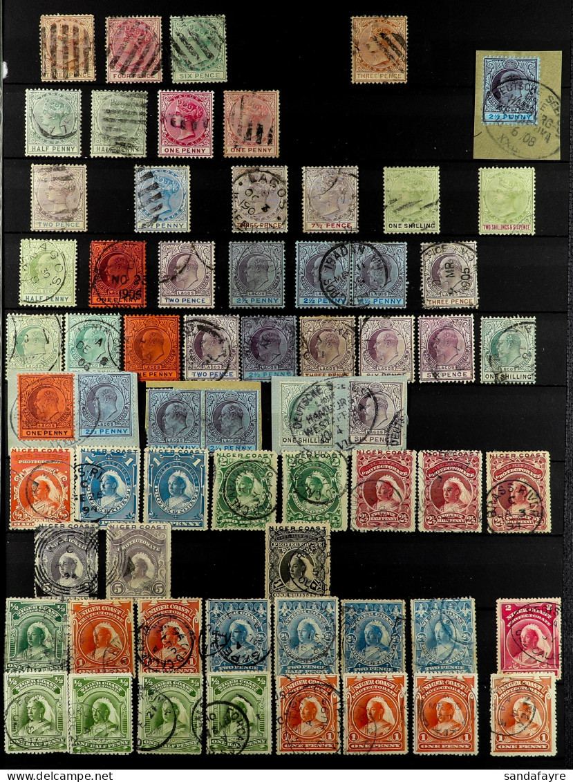 1876 - 1935 USED COLLECTION With Some Duplication, On Protective Pages With Lagos, Niger Coast, Northern Nigeria, Incl S - Sonstige & Ohne Zuordnung