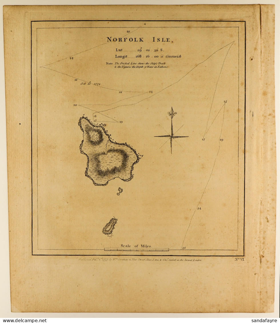 1777 MAP OF NORFOLK ISLAND 'Norfolk Isle' Map Published By W. Strahan.Â Overall Size Approx 240x275mm. - Norfolkinsel