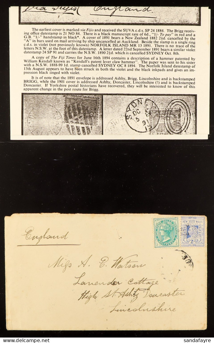 1904-1947 COVERS & POSTCARDS Includes 1904 Cover To England And 1900's Three Cards With NSW Stamps, 1930 Cover To Englan - Norfolk Eiland