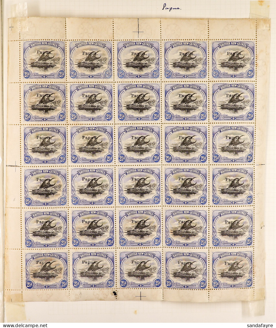 1907 2Â½d Black And Ultramarine With Small Overprint (SG 41) Complete Mint Sheet Of 30, Includes Thin 'd' At Left Variet - Papua-Neuguinea