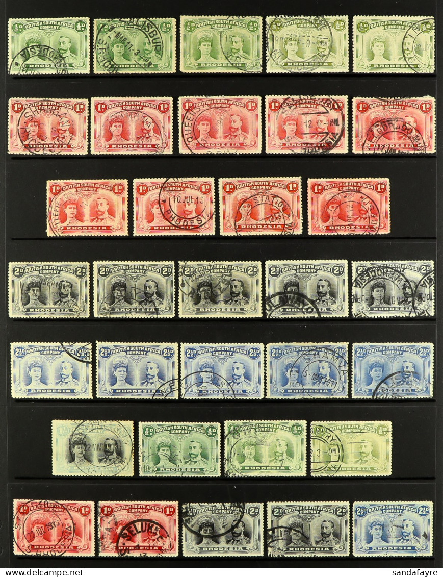 1910-13 DOUBLE HEADS Used Range With Perf 14 Vals To 1s And Perf 15 To 2Â½d, Additional Shades (33 Stamps) - Other & Unclassified