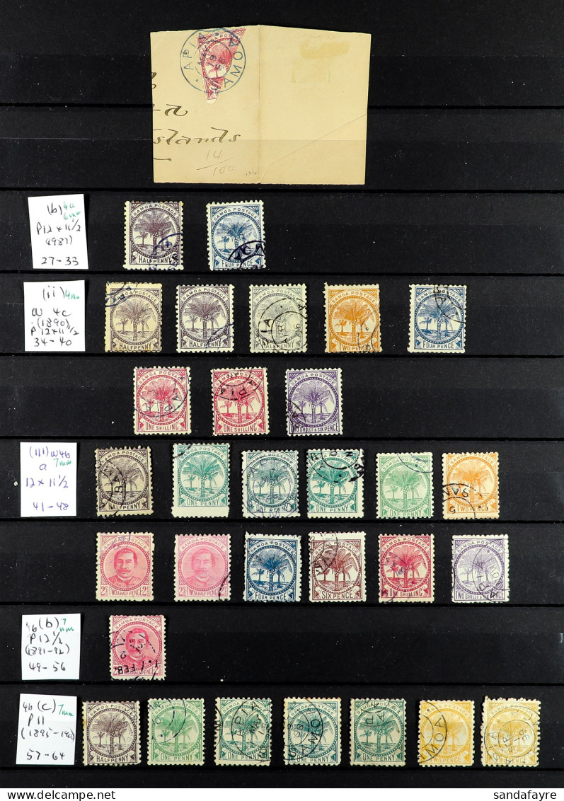 1886 - 1899 COLLECTION Of 60+ Used Stamps On Protective Page With SG Numbers, Chiefly Fine. - Samoa