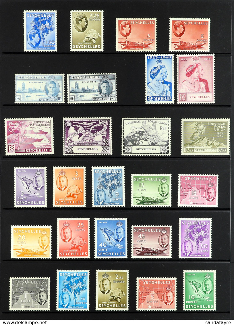 1937 - 1952 MINT COLLECTION On A Pair Of Protective Pages, Virtually Complete For Basic Issues With All Omnibus Sets, 19 - Seychelles (...-1976)