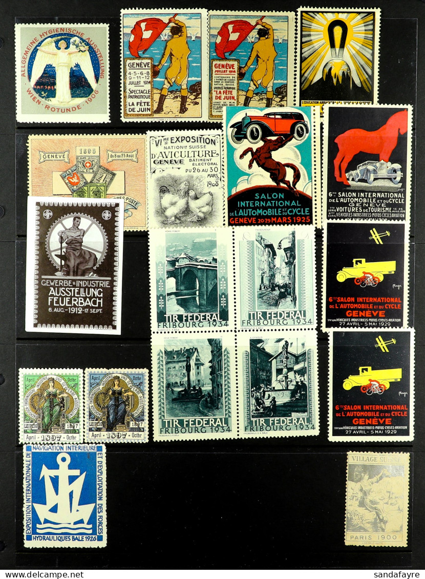 CINDERELLA / EXHIBITION LABELS. 1890's - 1930's Collection On Protective Pages (180+ Items) - Andere & Zonder Classificatie