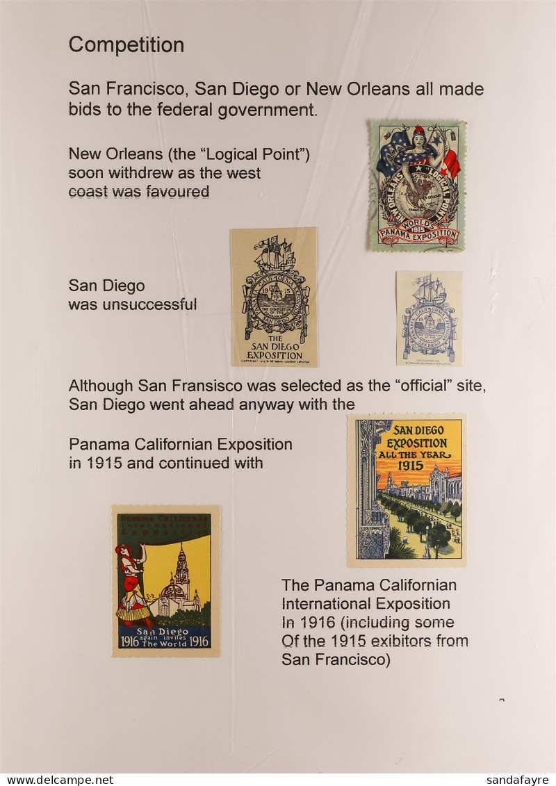 1915 PANAMA PACIFIC INTERNATIONAL EXPOSITION, SAN FRANCISCO Extensive Collection In Two Albums, With Covers (12), Labels - Andere & Zonder Classificatie