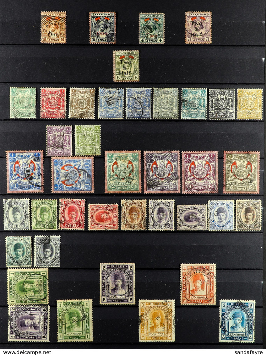 1904 - 1909 COLLECTION Of 40 Used Stamps On Protective Pages, Note A Complete Run From The 1904 Surcharged Set & 1904 Ar - Zanzibar (...-1963)