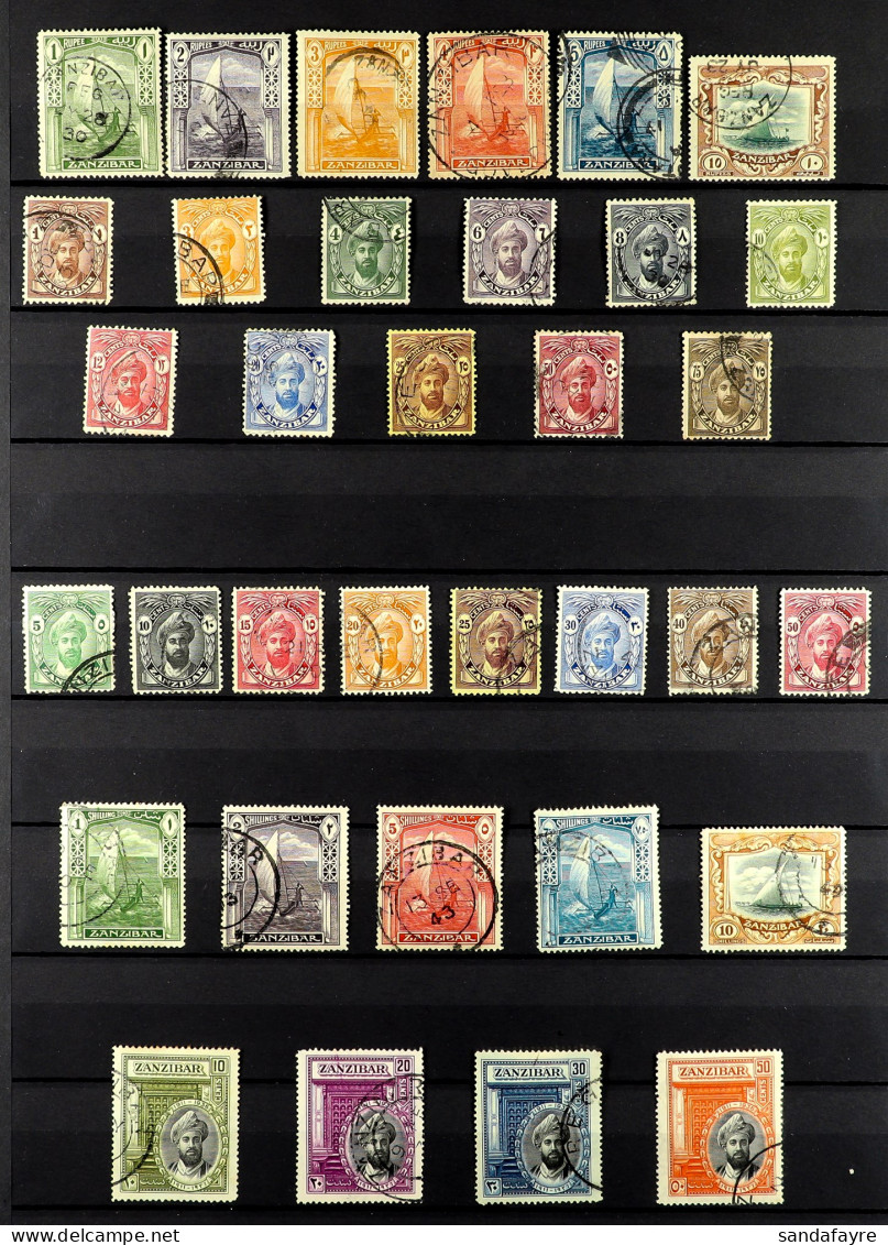 1913 - 1936 COLLECTION Of 70+ Used Stamps On Protective Pages, Note 1913 Range To 5r & 10r, 1914-22 Set To 1r & 4r, 1921 - Zanzibar (...-1963)