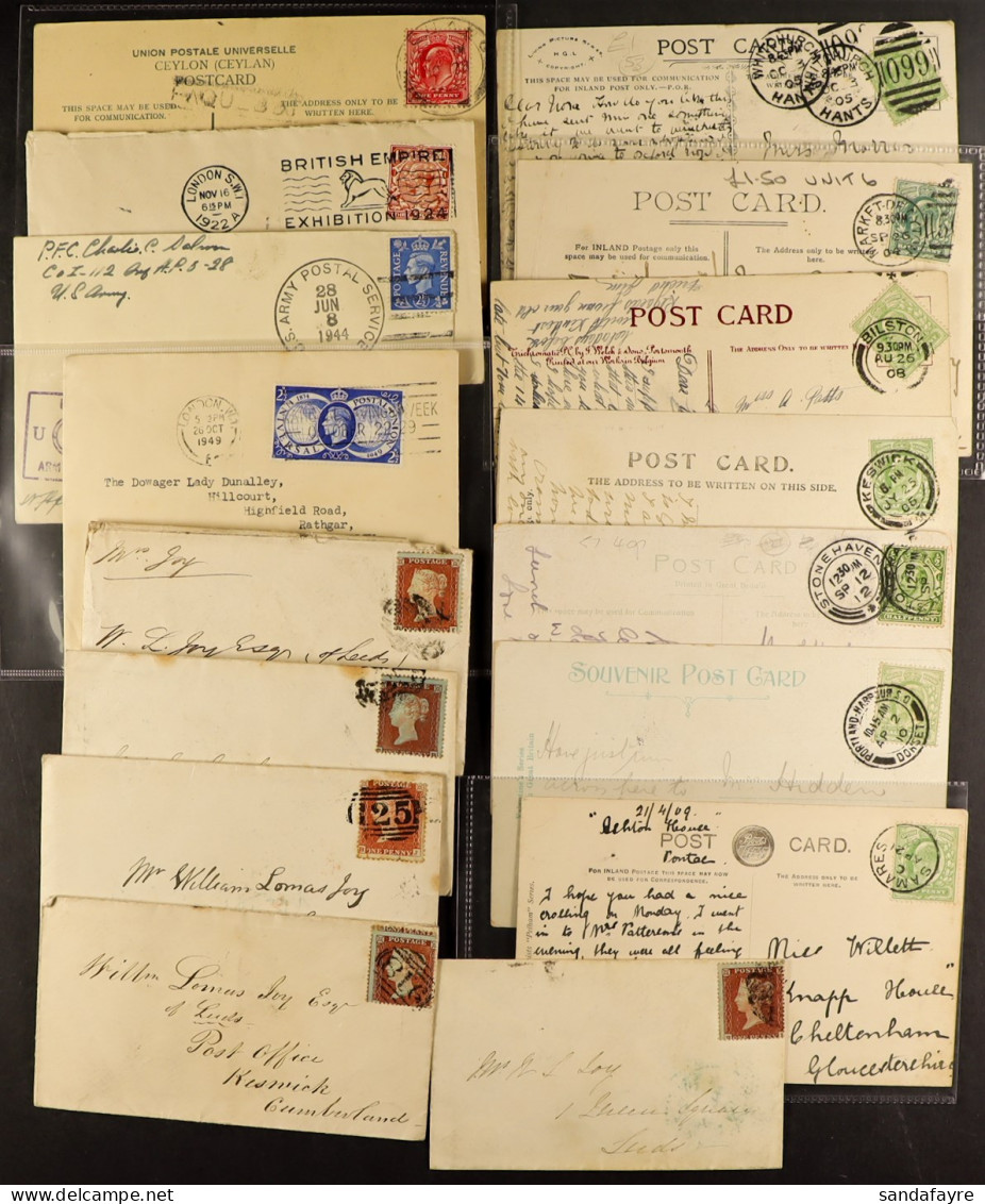 1841 - 1951 COVERS AND CARDS. Includes 1d Reds On Blued Paper. Approximately 100 Covers And 40 Postcards. - Sonstige & Ohne Zuordnung