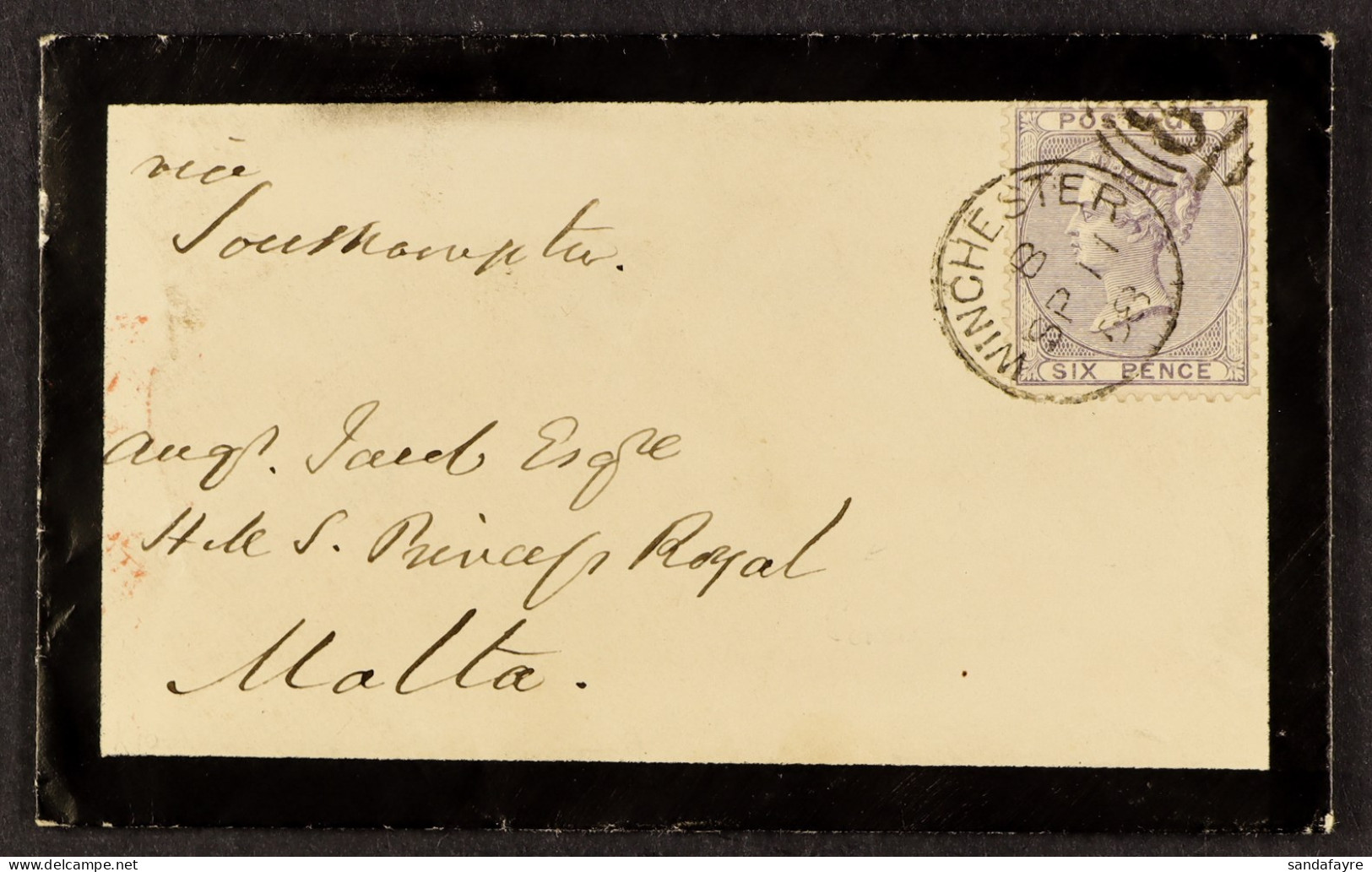 STAMP - 1858 (11th Sept) A Mourning Envelope From Winchester To H.M.S. â€˜Princess Royalâ€™ (ex â€˜Prince Albertâ€™) At  - ...-1840 Prephilately