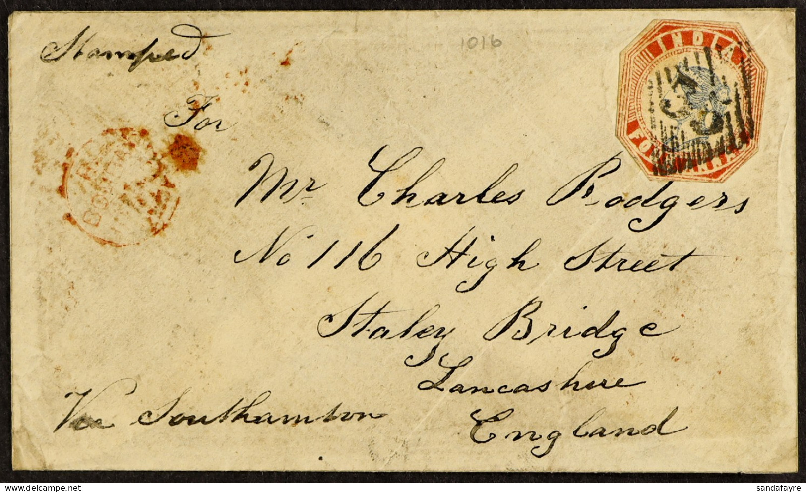 STAMP - 1862 (9th Jan) Envelope Of A Letter Paid With India 1854 4a (cut To Shape, Not Tied But With Correct '35' Cancel - ...-1840 Vorläufer