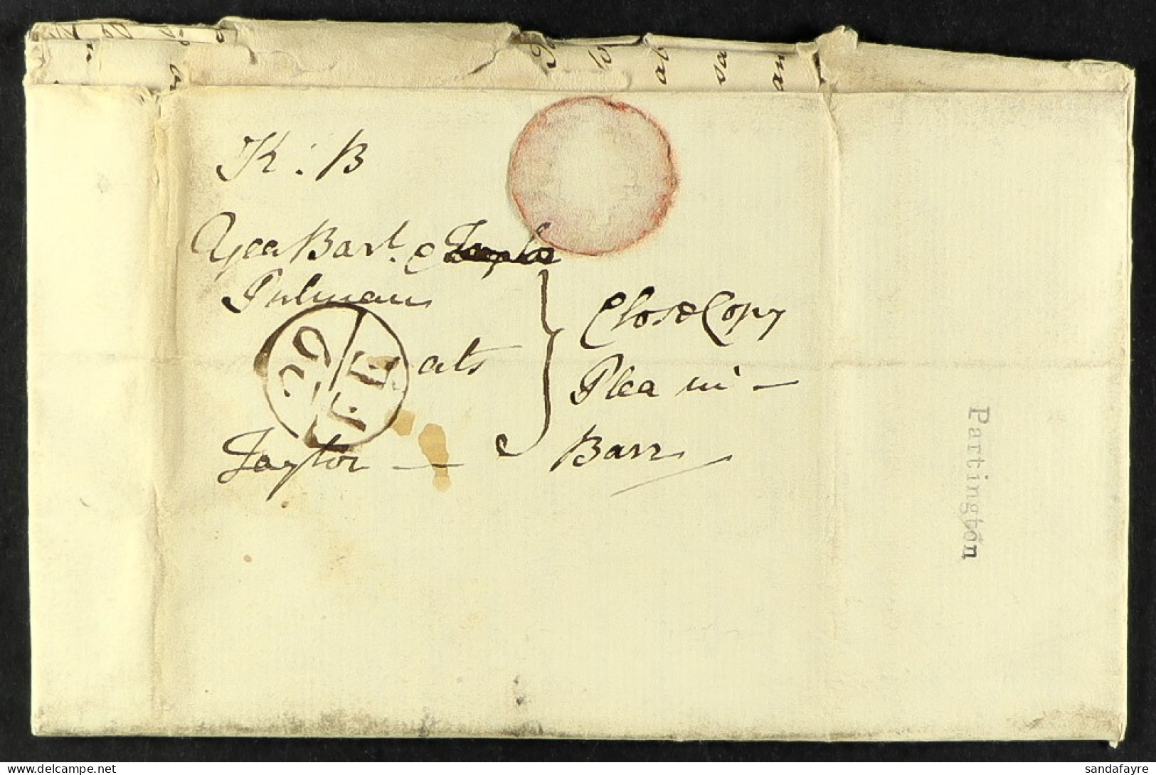 STAMP - 1780 (29 Feb) EL From London To Bridgewater, Somerset, Ink '8' Indicates The Above 80 Miles Double Rate, On Reve - ...-1840 Prephilately