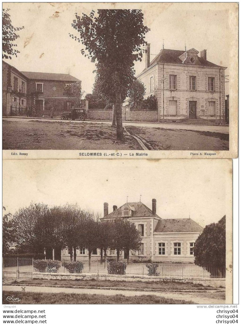 09pey  41 SELOMMES LOT DE 2 CPA LA MAIRIE ET L'ECOLE DES FILLES - Selommes