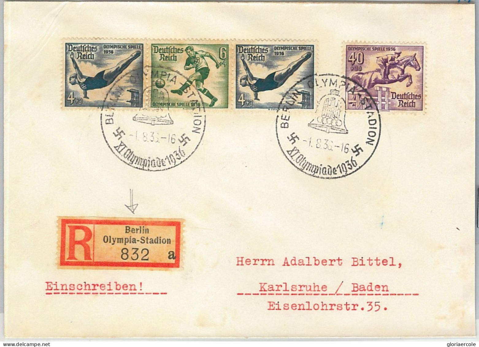 59958 - GERMANY - POSTAL HISTORY - REGISTERED COVER: OLYMPIC GAMES 1936 - Sommer 1936: Berlin