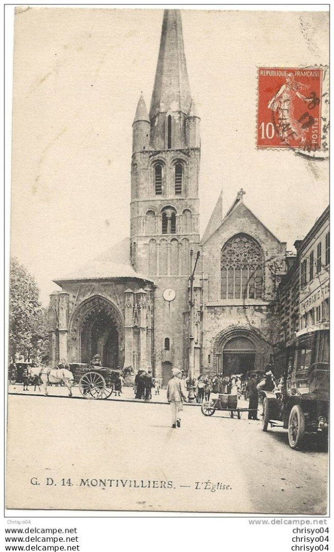 *  76 MONTVILLIERS L'EGLISE TRES ANIMEE TACOT ATTELAGES - Montivilliers