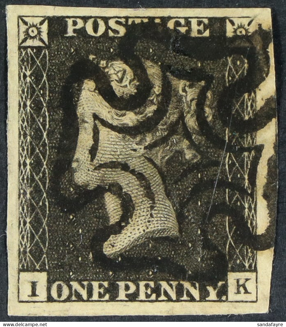 1840 1d Black 'I K' Plate 1b, SG 2, Used With 4 Very Large Margins And Crisp Black Maltese Cross Cancellation. - Zonder Classificatie