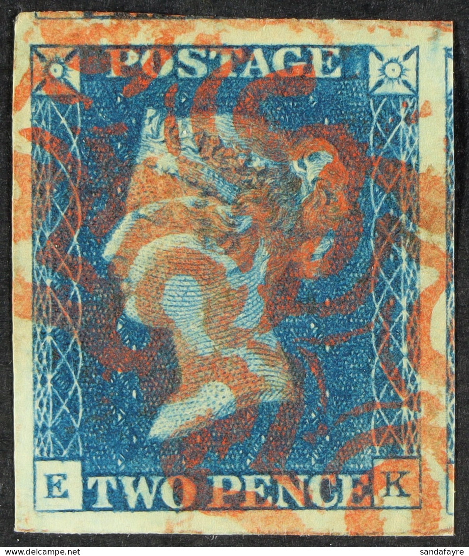 1840 2d Blue 'EK' Plate 2, SG 5, Used With 4 Very Large Margins & Red MC Cancellations. An Exceptionally Large Stamps Sh - Andere & Zonder Classificatie