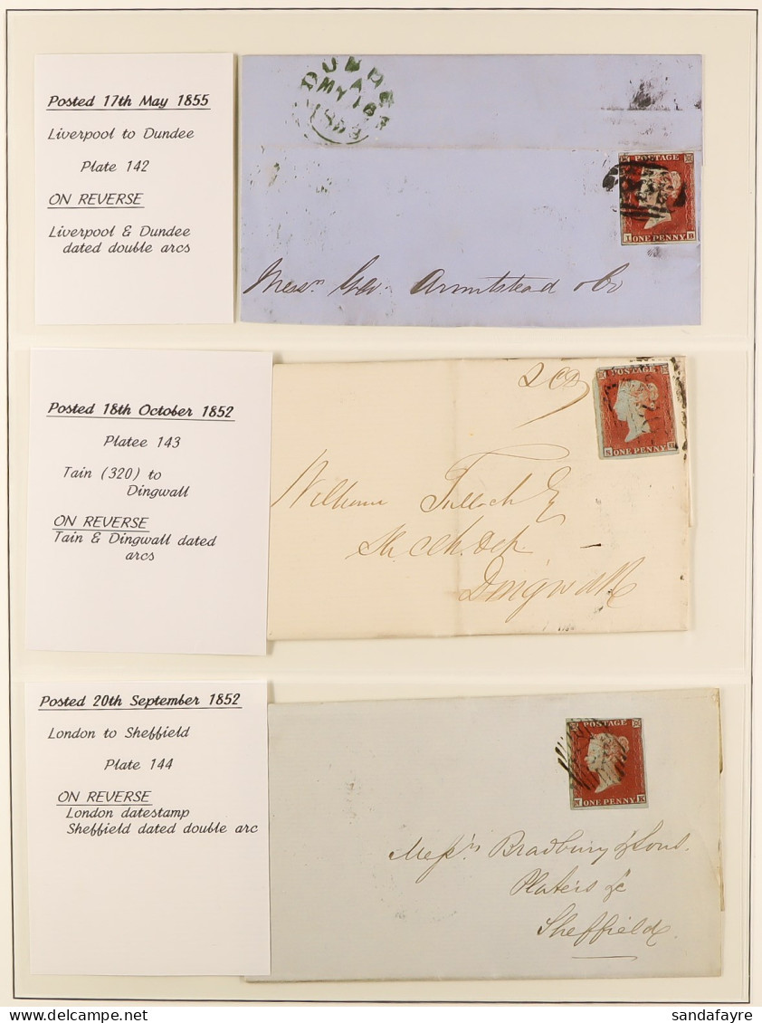 1841 1D RED PLATED COVERS. A Collection Of 95 Covers In 2 Albums Of 1841 1d Red-brown Imperfs With 3+ Or 4 Margins On Cl - Andere & Zonder Classificatie
