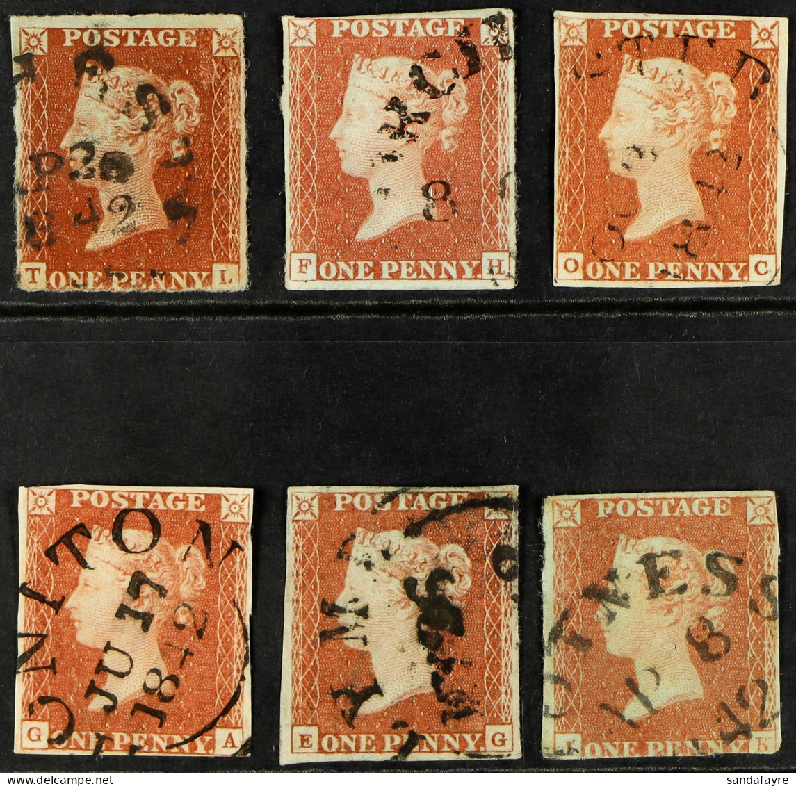 1841 1d Red-brown Imperfs Used Group, Each With A CIRCULAR â€˜WESSEXâ€™ DATESTAMP Cancellation (no Maltese Crosses) For  - Autres & Non Classés