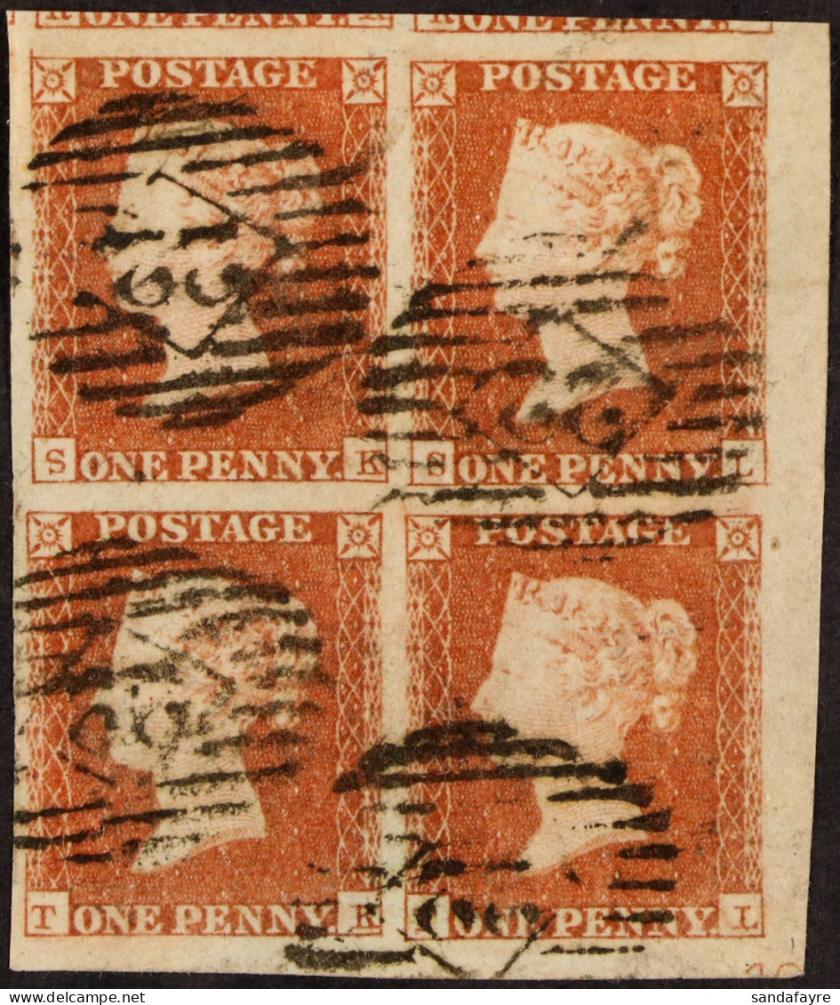 1841 1d Red-brown Imperf Plate 105 'SK-TL' BLOCK OF FOUR From The Lower-right Corner Position 4 Very Large To Enormous M - Sonstige & Ohne Zuordnung