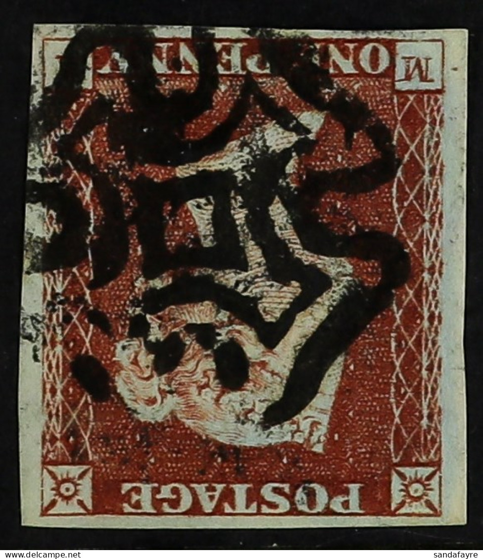 1841 1d Red-brown â€˜MAâ€™ Plate 34 Watermark Inverted, SG 8Wi, Used With 4 Good / Large Margins & Black MC Cancellation - Other & Unclassified