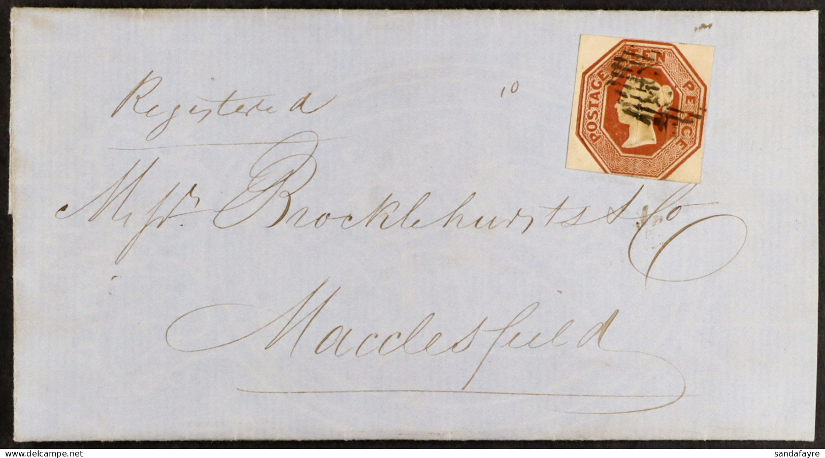 1853 (19 Feb) EL Registered From London To Macclesfield Endorsed â€œ10â€ With 10d Brown (die 2) Embossed Stamp Alongsid - Other & Unclassified