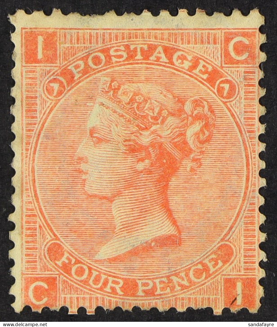 1865-67 4d Dull VermillionÂ  Plate 7, Wmk Large Garter, SG 93, Mint Part OG, Perf Faults. Cat Â£650. - Autres & Non Classés