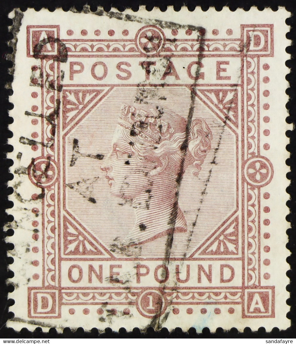 1867-83 Â£1 Brown-lilac On Blued Paper, Wmk Large Anchor, SG 136, Used With Light Boxed Post Office Accounts Cancellatio - Other & Unclassified