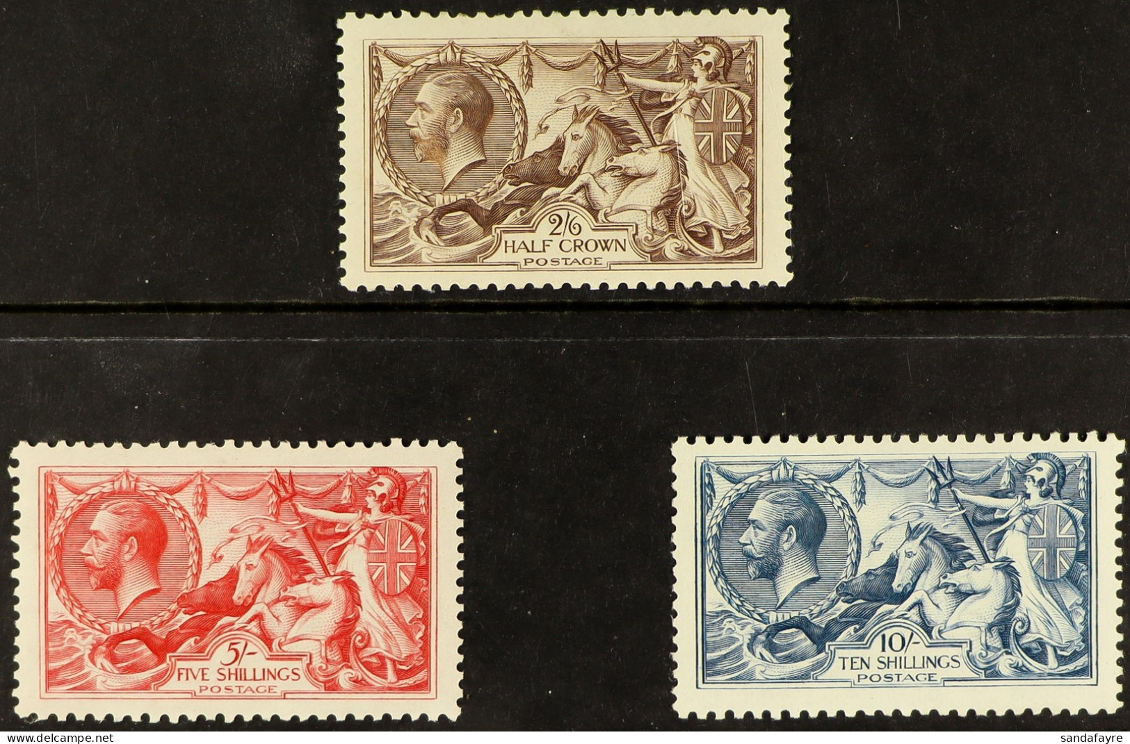1918-19 Bradbury Wilkinson & Co. Seahorse Set, SG 415-417, Never Hinged Mint. Fresh, Cat Â£1650 (3 Stamps)Â  - Non Classés