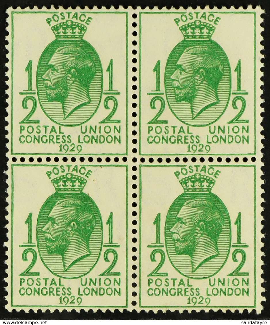 1929 Â½d Green UPU Congress 'CO' JOINED Variety, SG Spec NCom5d, Within Fine Mint BLOCK Of 4. - Non Classés