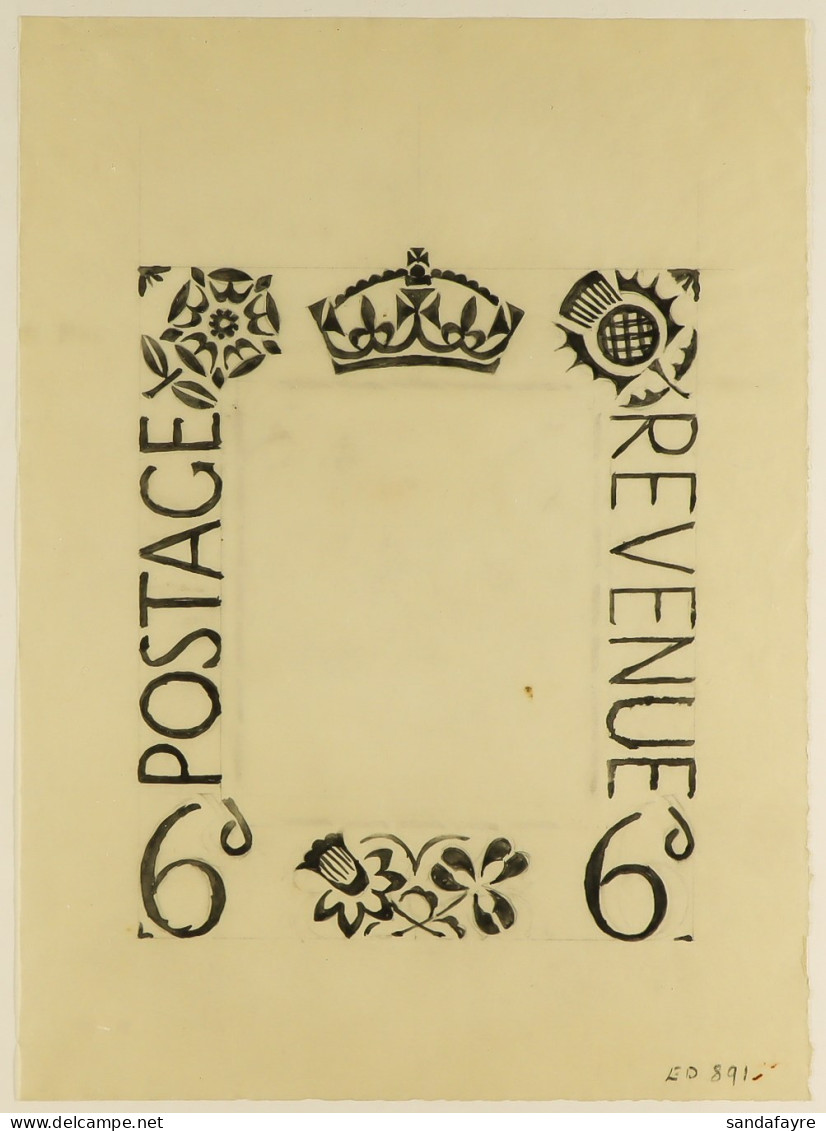 1937 DEFINITIVE ISSUE - ARTWORK BY EDMUND DULAC. Artists Tracing Paper Endorsed 'ED891' With Pencil And Ink Drawing Of T - Ohne Zuordnung