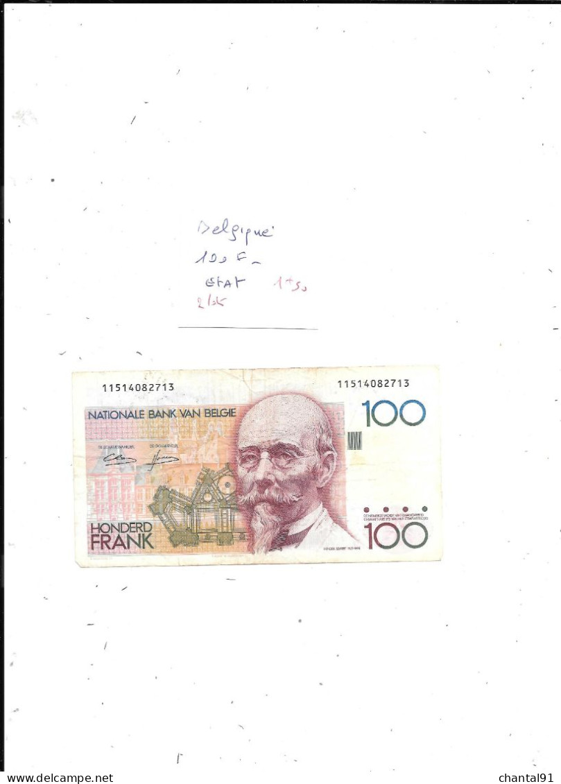 BELGIQUE BILLET 100 FRANCS ETAT - 100 Franchi