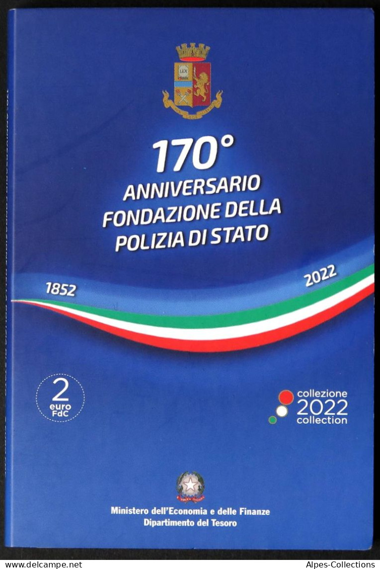 IT20022.5 - COINCARD ITALIE - 2022 - 2 Euros Comm. 170e Anniv Création Police - Italie
