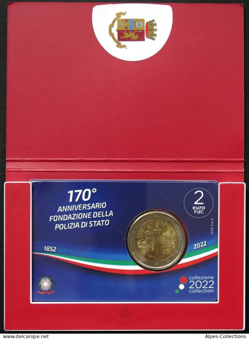 IT20022.5 - COINCARD ITALIE - 2022 - 2 Euros Comm. 170e Anniv Création Police - Italia