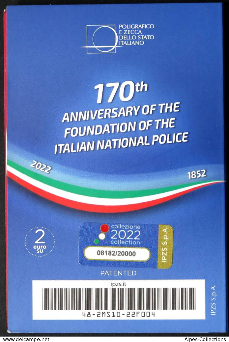 IT20022.5 - COINCARD ITALIE - 2022 - 2 Euros Comm. 170e Anniv Création Police - Italie