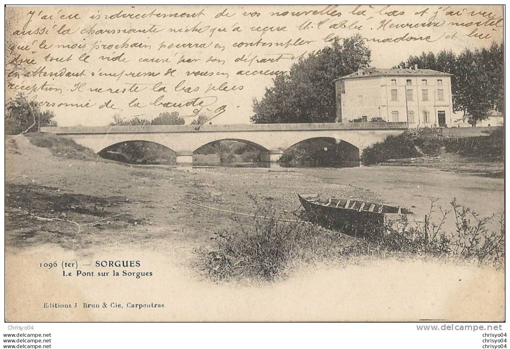 28Vo   84 SORGUES LE PONT SUR LA SORGUES BARQUE (DOS NON DIVISE) - Sorgues