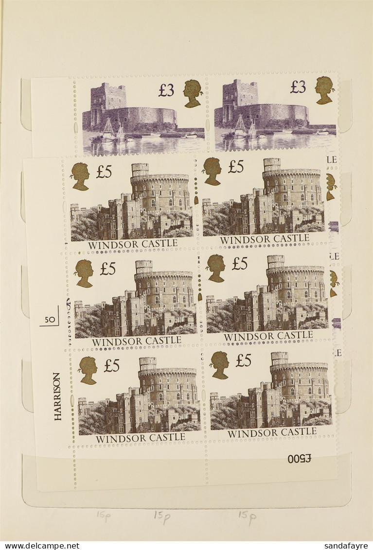 1988 - 1995 CASTLE HIGH VALUES Never Hinged Mint In 2 Stockbooks. Stamps, Cylinder Blocks, Gutter Blocks. Face Value Â£6 - Autres & Non Classés