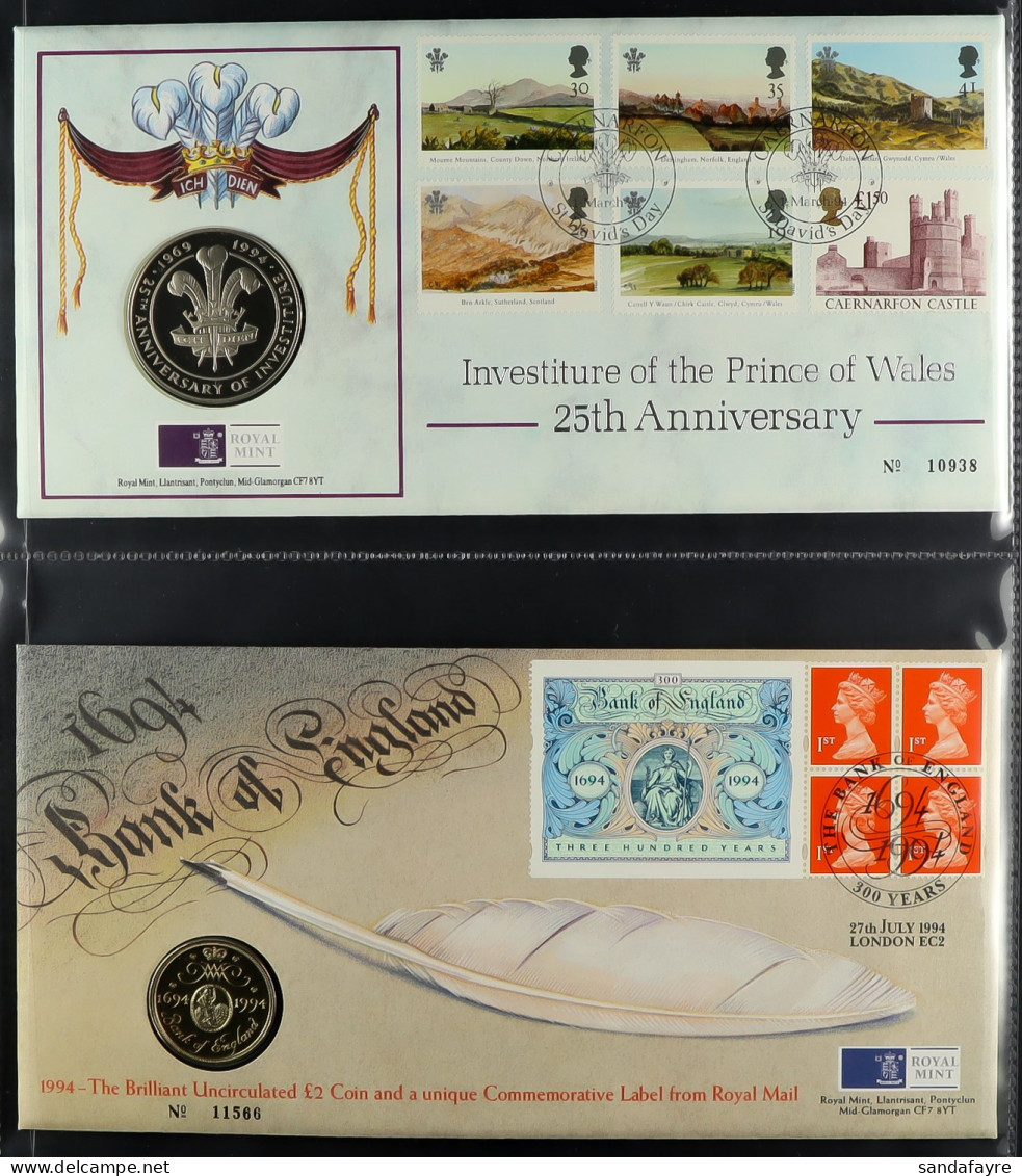 1994-2002 NUMISMATIC COVERS All Different Collection In A Cover Album, Includes Seven Covers With Â£5 Coins, 2002 Cover  - Andere & Zonder Classificatie